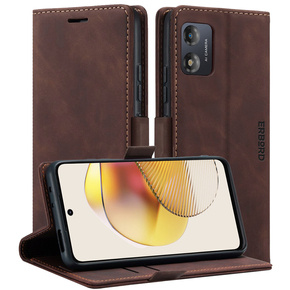 Husă pentru Motorola Moto G73, ERBORD Vintage, portofel cu clapetă, cafea