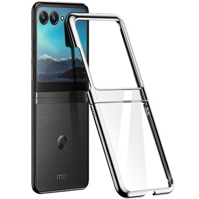 Husă pentru Motorola Razr 50 Ultra, Electro Frame, transparent / argintiu