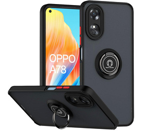 Husa pentru Oppo A78 4G, Frosted Ring, negru