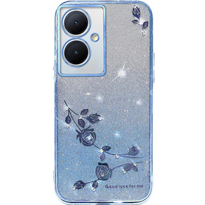 Husă pentru Oppo A79 5G, Glitter Flower, albastru