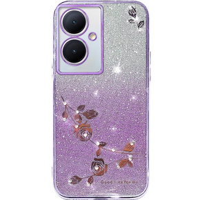 Husă pentru Oppo A79 5G, Glitter Flower, violet