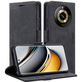 Husă pentru Realme 11 Pro 5G / Pro+ 5G, ERBORD Vintage, portofel cu clapetă, negru