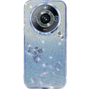 Husă pentru Realme 11 Pro 5G / Pro+ 5G, Glitter Flower,  albastru