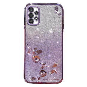 Husă pentru Samsung Galaxy A53 5G, Glitter Flower, violet