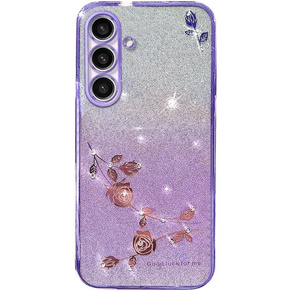 Husă pentru Samsung Galaxy S23 FE, Glitter Flower, violet