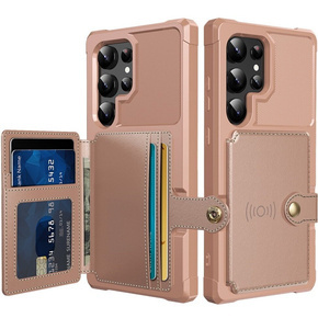 Husa pentru Samsung Galaxy S23 Ultra Card Holder Kickstand, Card Holder Kickstand, roz