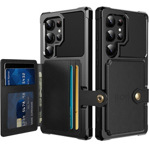 Husa pentru Samsung Galaxy S24 Ultra, Card Holder Kickstand, negru