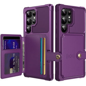 Husa pentru Samsung Galaxy S24 Ultra, Card Holder Kickstand, violet