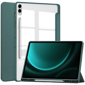 Husă pentru Samsung Galaxy Tab S9 FE+ Plus, Smartcase Hybrid, cu spațiu pentru stylus, verde