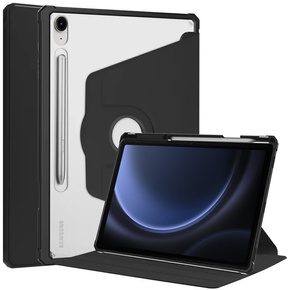 Husă pentru Samsung Galaxy Tab S9 FE, cu spațiu pentru stylus, rotativ la 360 °, negru