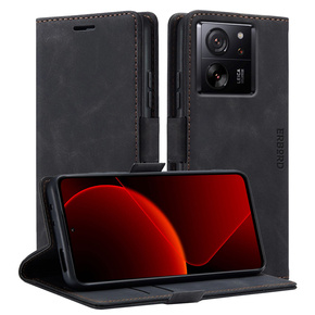 Husă pentru Xiaomi 13T / 13T Pro, ERBORD Vintage, portofel cu clapetă, negru