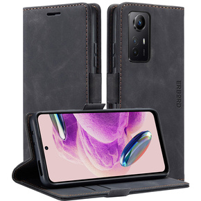 Husă pentru Xiaomi Redmi Note 12S, ERBORD Vintage, portofel cu clapetă, negru