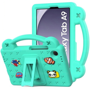 Husă pentru copii pentru Samsung Galaxy Tab A9, Cute Patterns, cu suport, verde