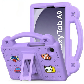 Husă pentru copii pentru Samsung Galaxy Tab A9, Cute Patterns, cu suport, violet