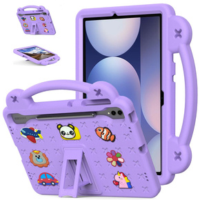 Husă pentru copii pentru Samsung Galaxy Tab S10+ Plus, Cute Patterns, cu suport, violet