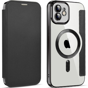 Husă pentru iPhone 11, FlipMag Portofel securizat cu clapetă RFID, pentru MagSafe, negru