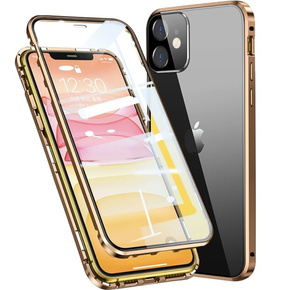 Husa pentru iPhone 11, Magnetic Dual Glass, de aur