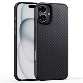 Husă pentru iPhone 16, Aramid Fiber Cover, negru