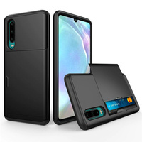 Huse pentru Huawei P30, Sliding Card Holder, negru