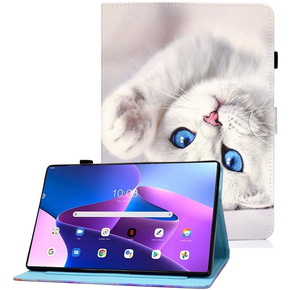 Huse pentru Lenovo Tab M10 Plus 10.6 Gen 3 125F/128F, Stand Case Card Slot, white cat