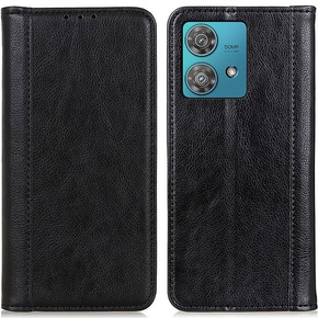 Huse pentru Motorola Edge 40 Neo, Wallet Litchi Leather, negru