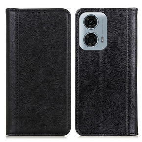 Huse pentru Motorola Moto G24 / G24 Power / G04, Wallet Litchi Leather, negru