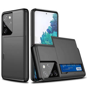 Huse pentru Samsung Galaxy S21 Ultra, Sliding Card Holder, negru