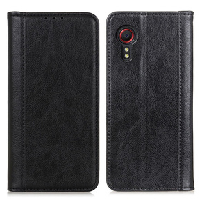Huse pentru Samsung Galaxy Xcover 7, Wallet Litchi Leather, negru