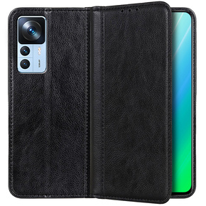 Huse pentru Xiaomi 12T / 12T Pro, Wallet Litchi Leather, negru