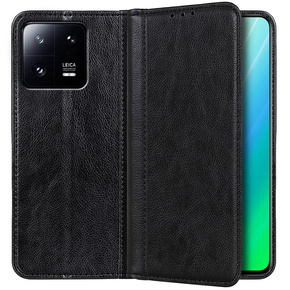 Huse pentru Xiaomi 13, Wallet Litchi Leather, negru