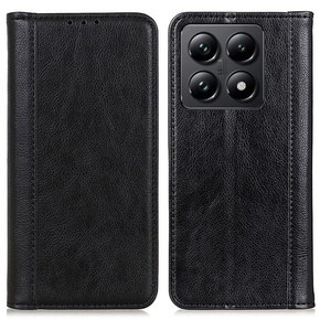 Huse pentru Xiaomi 14T, Wallet Litchi Leather, negru