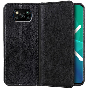 Huse pentru Xiaomi Poco X3 NFC / Poco X3 PRO, Wallet Litchi Leather, negru