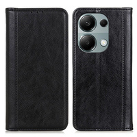 Huse pentru Xiaomi Redmi Note 13 Pro 4G, Wallet Litchi Leather, negru