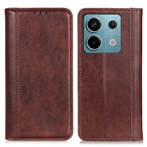 Huse pentru Xiaomi Redmi Note 13 Pro 5G, Wallet Litchi Leather, maro