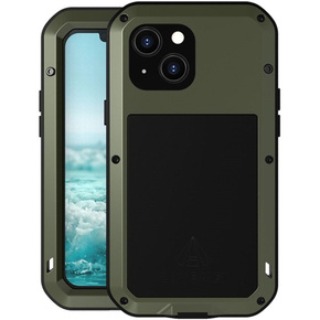 Love Mei Huse pentru iPhone 13 mini, armored with glass, verde / negru