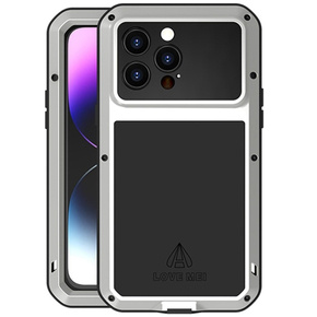 Love Mei Huse pentru iPhone 14 Pro Max, armored with glass, de argint