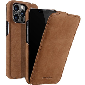 MELKCO carcasă flip pentru iPhone 14 Pro Max, piele, flip, cafea