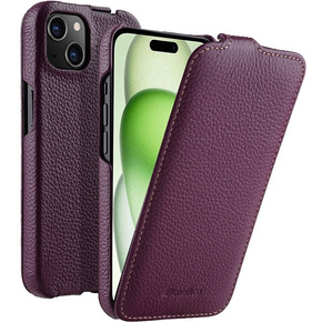 MELKCO carcasă flip pentru iPhone 15 Plus, piele, flip, violet