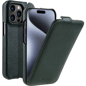 MELKCO carcasă flip pentru iPhone 15 Pro Max, piele, flip, verde închis