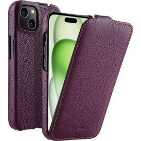 MELKCO carcasă flip pentru iPhone 15, piele, flip, violet