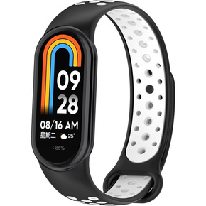 Pasek Silikonowy do Xiaomi Smart Band 8, Czarny / Biały