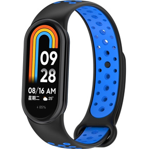 Pasek Silikonowy do Xiaomi Smart Band 8, Czarny / Niebieski