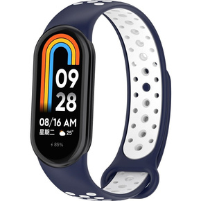 Pasek Silikonowy do Xiaomi Smart Band 8, Granatowy / Biały