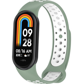 Pasek Silikonowy do Xiaomi Smart Band 8, Zielony / Biały