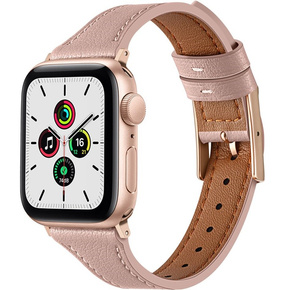 Pasek Skórzany do Apple Watch 1/2/3/4/5/6/7/8/SE 38/40/41mm, Jasnoróżowy