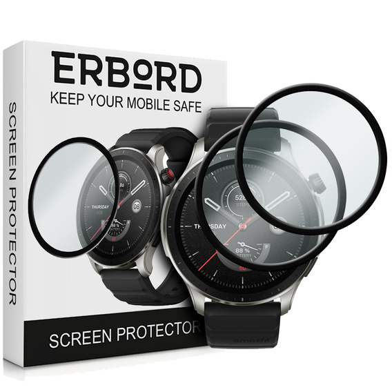 2x ERBORD Hybrid Glass pentru Amazfit GTR 4 46mm