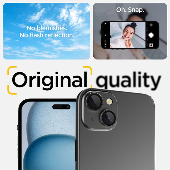 2x ERBORD OPTIK Pro sticlă călită pentru iPhone 15/15 Plus camera foto, negru