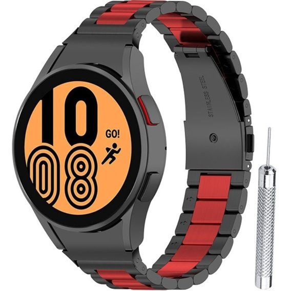 Bransoleta Stainless do Samsung Galaxy Watch 4 / 5 - Black/Red