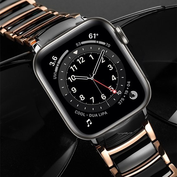 Bransoleta do Apple Watch 1/2/3/4/5/6/7/8/SE 38/40/41MM, Czarna / Różowe złoto