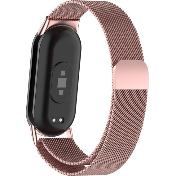 Brățară milaneză cu brățară cu carcasă pentru Xiaomi Smart Band 8, roz